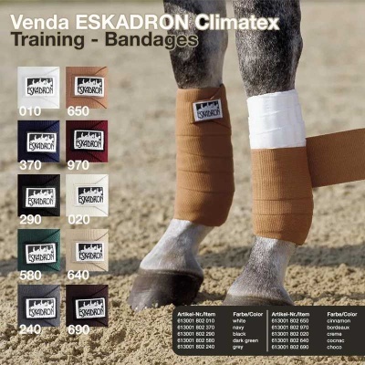 Vendas ESKADRON Climatex Training - Bandages em várias cores aplicadas em pernas de cavalo na areia