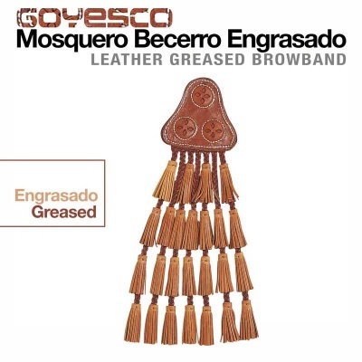 Mosquero de couro engraxado castanho com franjas em cascata