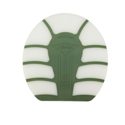 Base circular branca com linhas verdes e texto gravado