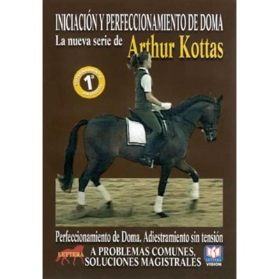 Capa de livro ou DVD com pessoa a montar cavalo preto e texto em espanhol