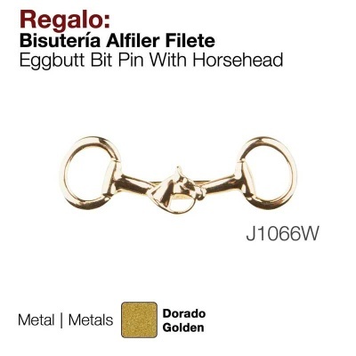 Alfinete bisuteria dorado formato cabeça de cavalo com argolas