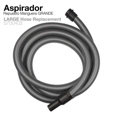 Mangueira preta corrugada para aspirador com texto explicativo