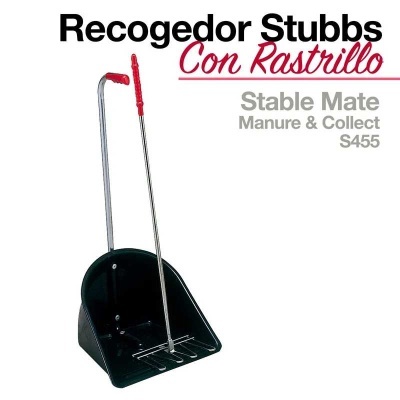 Recogedor Stubbs com rastrilho em preto e metal com pegadores vermelhos