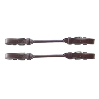 Par de correias de couro castanho com fivelas metálicas prateadas