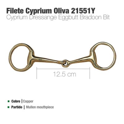 Freio para cavalo em cobre de 12,5 cm Filete Cyprium Oliva 21551Y