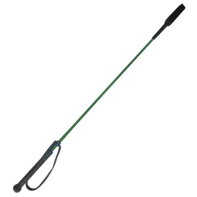 Chicote ou vara de equitação com cabo preto e haste verde