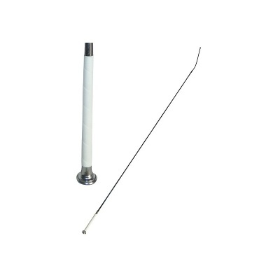 Antena de rádio com base metálica e cabo fino preto