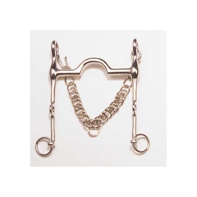 Freio metálico dourado com corrente em fundo branco