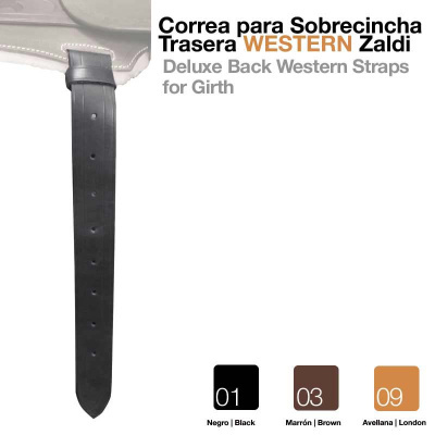 Correa para sobrecincha Western Zaldi em pele preta, marrom e coravelã, com ilhós