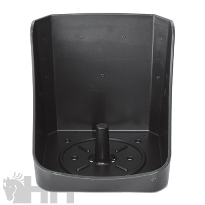 Suporte preto em plástico rígido com base circular elevada e furo central