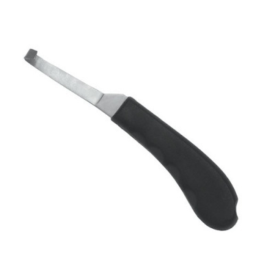 Ferramenta com cabo preto e haste metálica com ponta em L