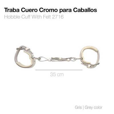 Traba couro cromo para cavalos cinza 35 cm