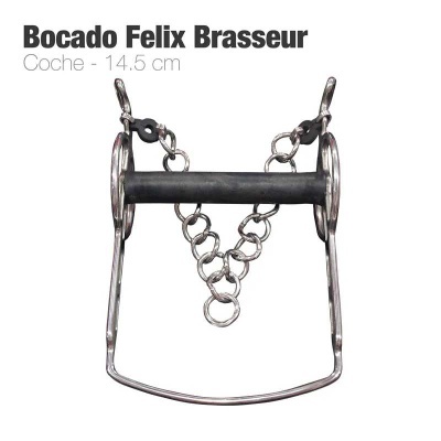 Freio Bocado Felix Brasseur Coche 14,5 cm em metal com mordente preto e corrente