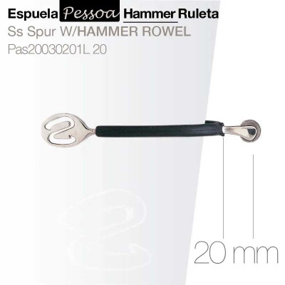 Espuela Hammer Ruleta com cabo preto e extremidades metálicas