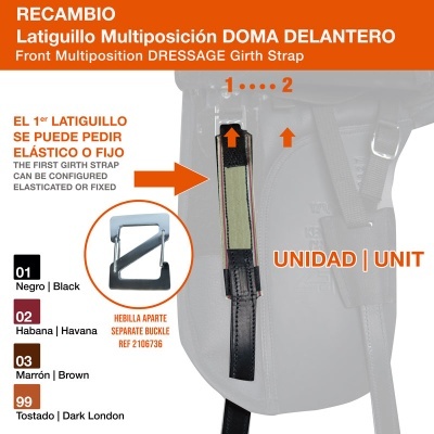 Latiguillo multiposição Doma Delantero com opções de cor e tipo elástico ou fixo