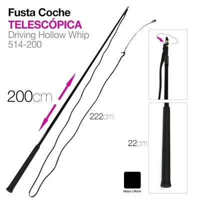 Fusta telescópica preta com comprimentos indicados e punho liso