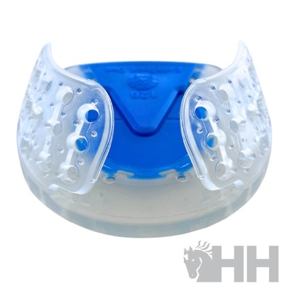 Protetor bucal transparente e azul para desporto