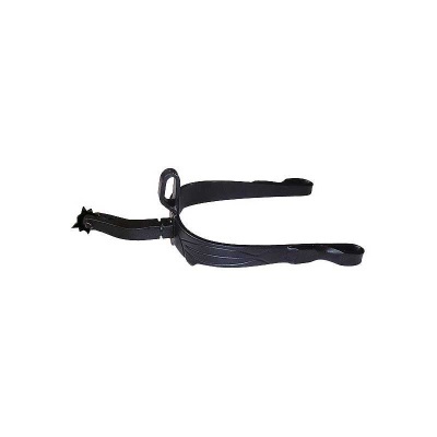 Espora de equitação preta com correia em fundo branco