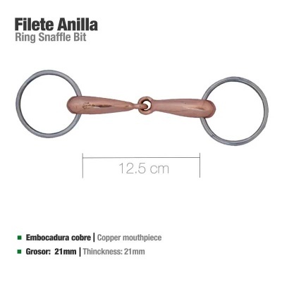 Freio de anilha com boca em cobre e anéis metálicos