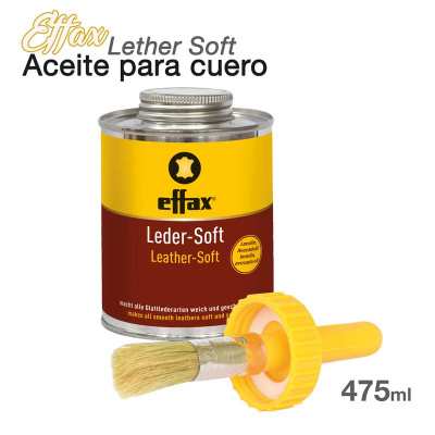 Lata de óleo Effax Leder-Soft para couro com pincel amarelo