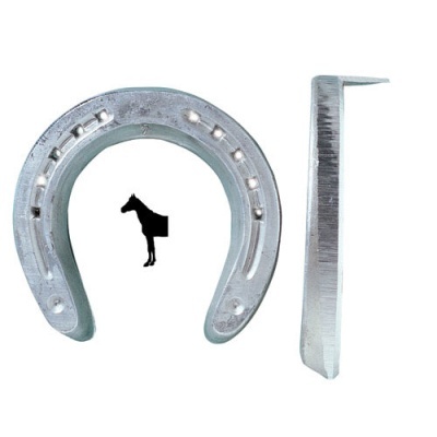 Ferradura metálica prateada com grampo de metal prateado