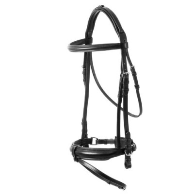 Cabresto de couro preto para cavalo com fivelas