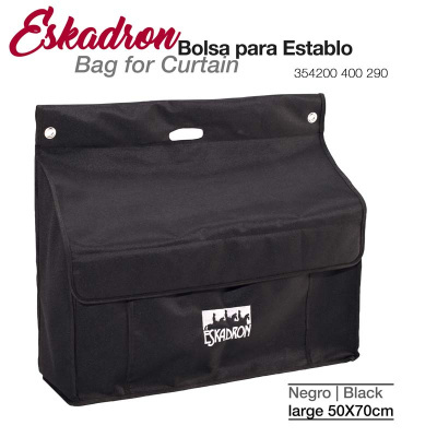 Bolsa preta para establo Eskadron com logo branco, alça e fecho em aba