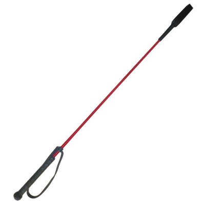 Chicote para equitação vermelho com pega preta e correia ajustável