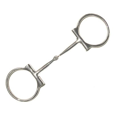 Freio metálico prateado para cavalo sobre fundo branco