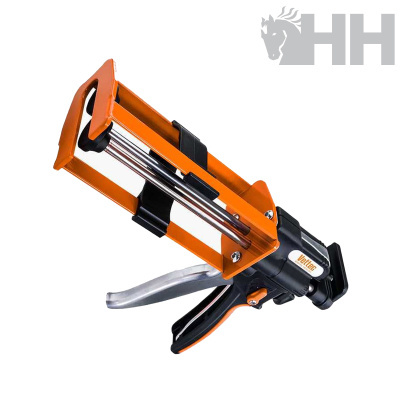 Aplicador manual laranja e preto para tubo de silicone com alavanca metálica