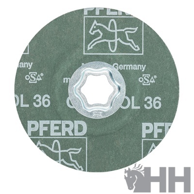 Disco abrasivo verde PFERD Germany com furo central metálico em estrela