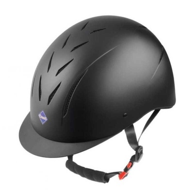 Capacete de equitação preto fosco com ventilação e cinta ajustável
