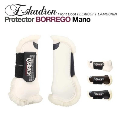 Prototores de equitação brancos com pele de cordeiro e cintas pretas Eskadron