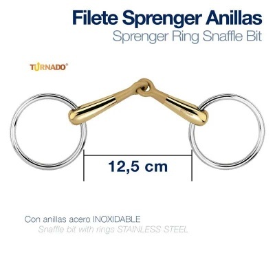 Filete Sprenger Anillas com argolas de aço inoxidável e peça central dourada de 12,5 cm
