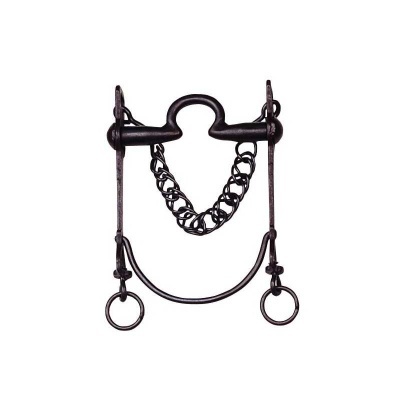 Freio de metal preto para equitação com corrente central