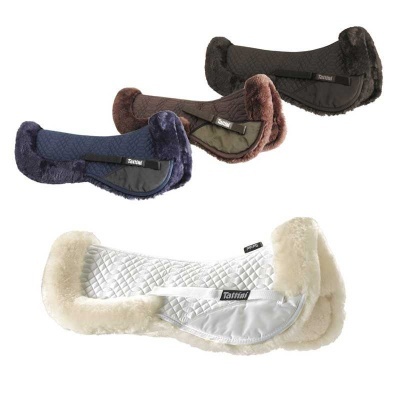 Mantilhas para sela com acabamento em pele sintética em azul, castanho, preto e branco