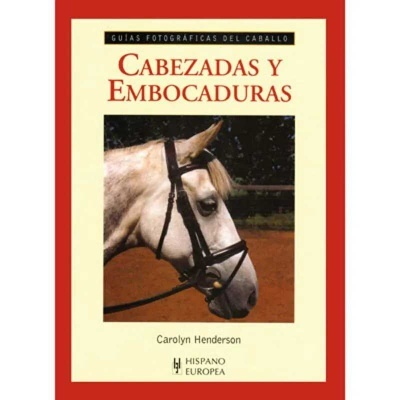 Capa de livro sobre cabeçadas e embocaduras com imagem de cavalo branco e título em espanhol.
