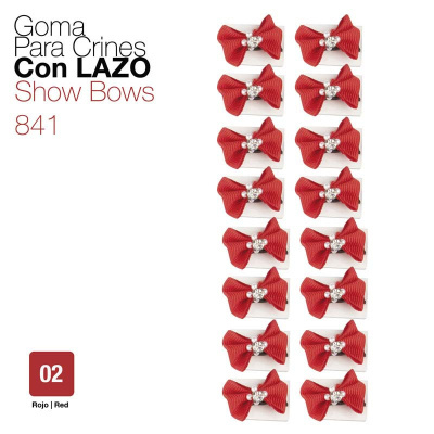 Gomas para crinas com laço vermelho e detalhes brilhantes