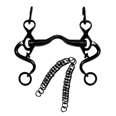 Freio de metal preto com correntes metálicas entrelaçadas.