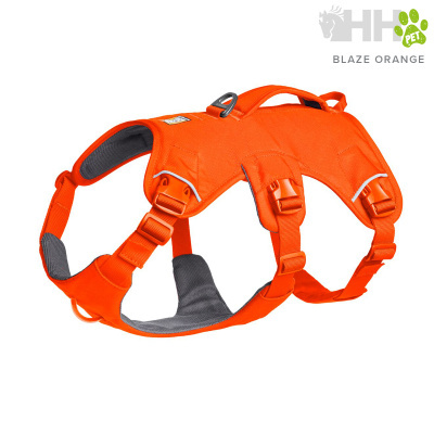 Coleira peitoral para cão laranja Blaze Orange com fivelas e argolas metálicas