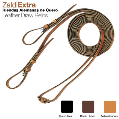 Rédeas alemãs de couro em três cores enroladas com extremidades em loop