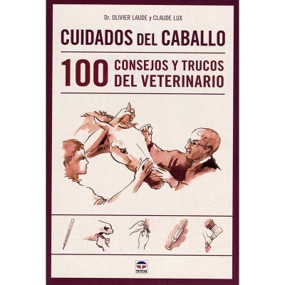 Capa de livro sobre cuidados do cavalo com ilustração veterinária