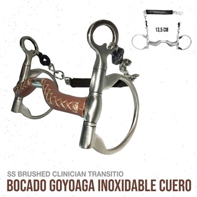 Bocado Goyoaga inoxidável com couro e boca de 13,5 cm