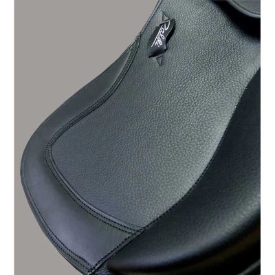 Assento de cadeira de escritório preto com textura e etiqueta Relax