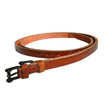 Correia de cavalo em couro castanho com fivela dupla preta