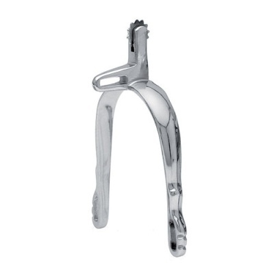 Espora de equitação em metal cromado prateado