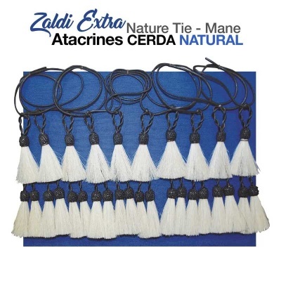 Atacrines Zaldi Extra Nature Tie de cerda natural branca com cordões pretos