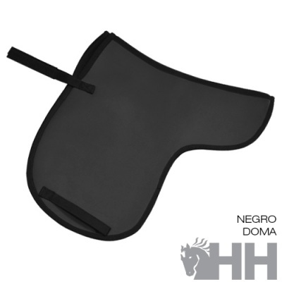 Tapete para cavalo preto com tiras em velcro e texto NEGRO DOMA