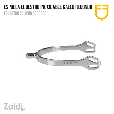 Espuela equina inoxidável com galo redondo e texto Zaldi