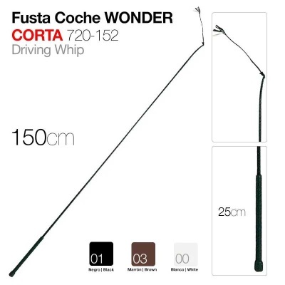 Fusta para carro WONDER CORTA 150 cm em preto, castanho e branco com pega de 25 cm
